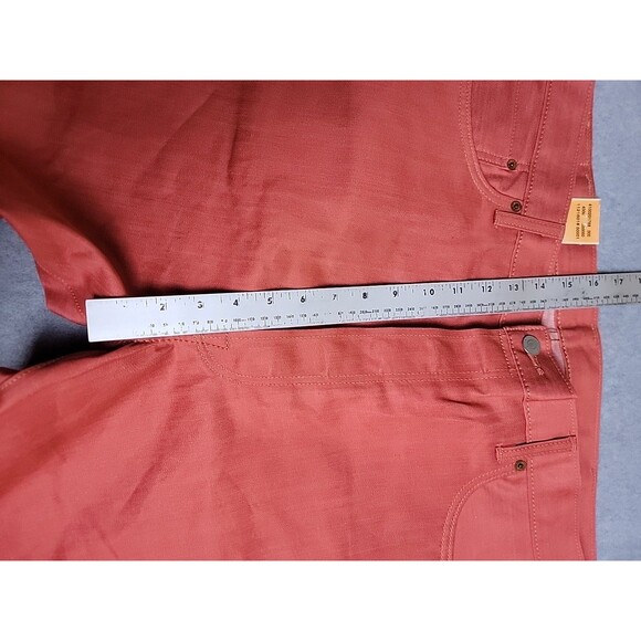 Levis Mens 501 Jeans 40x32 Straight Salmon Orange Button Fly High Rise Shrink - Picture 6 of 16